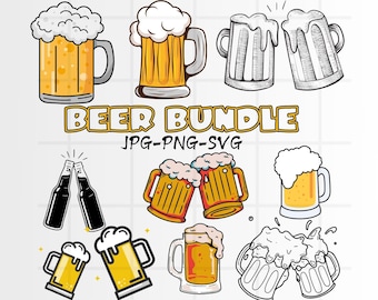 BEER SVG BUNDLE, Beer Clipart Bundle, Beer Svg for Cricut, Beer bottle svg, Beer mugs svg, Alcohol Svg, Craft Beer Svg, Drinking Svg.