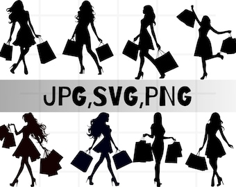 Shopping Girl SVG\ Shopping Girl SVG-bundel\ Shopping Girl clipart\ Shopping Girl gesneden bestand\ Shopping Girl Cricut\ Shopping Girl silhouet