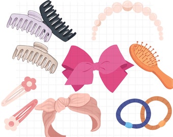 Hair accesorise svg\ Hair accessories svg\ Hairstyling Accessories Clipart Bundle\ girl files\ Hair Bow SVG\ Vector Clipart print file