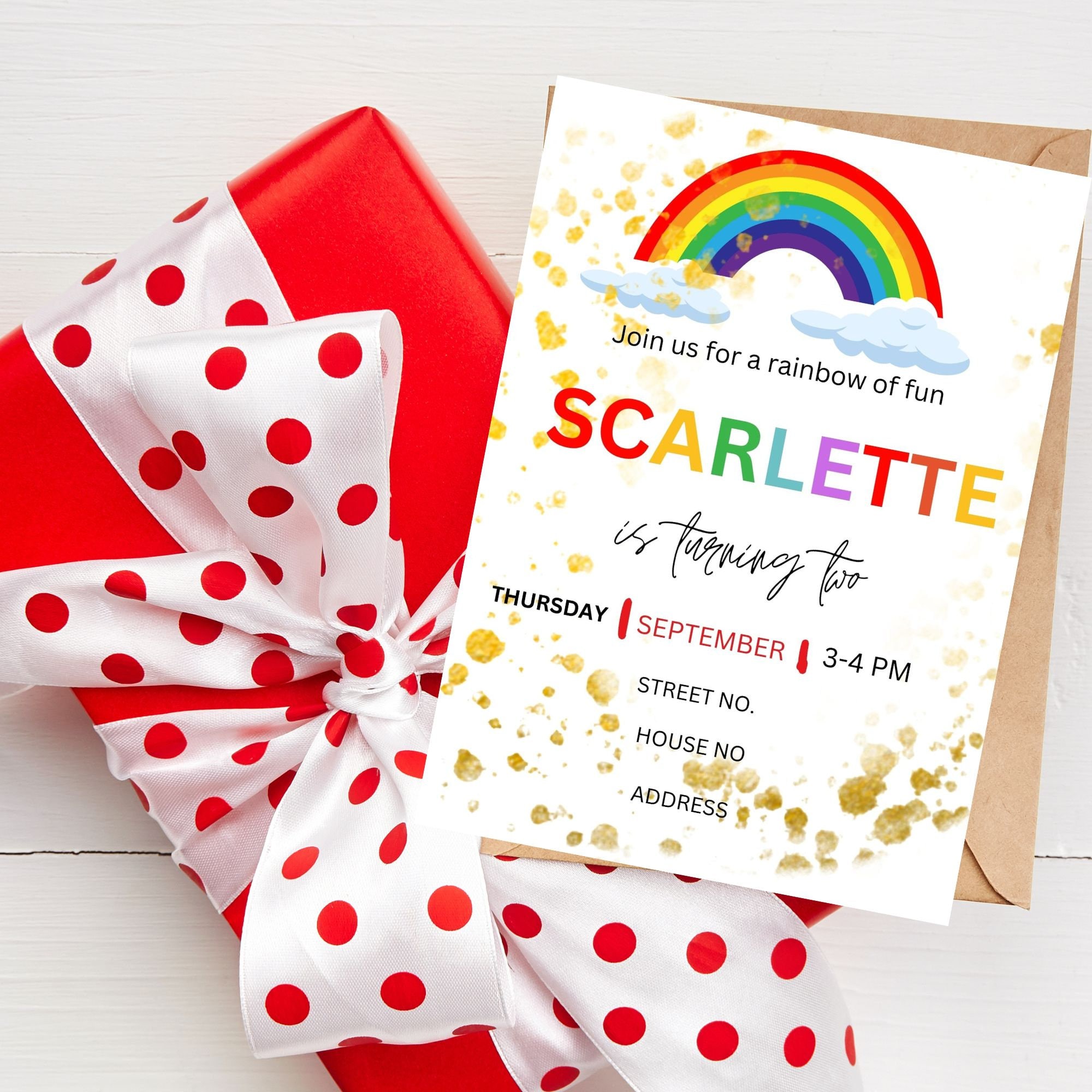 Editable Rainbow Birthday Invitation Rainbow Invitation Etsy