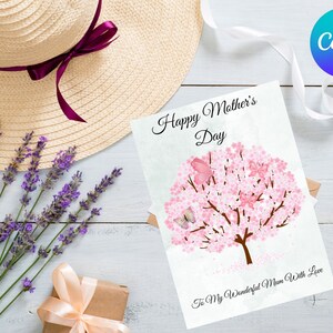 HAPPY MOTHER'S DAY Card, Cherry Tree Mothers Day Card with Butterflies, Mum, Mummy, Luxury Mothers Day Card