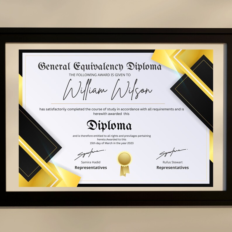 High School Diploma template, General Equivalency Diploma sample, customisable and editable diploma, homeschool diploma, college diploma image 9