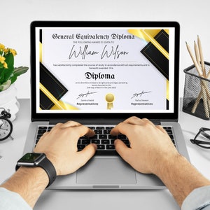 High School Diploma template, General Equivalency Diploma sample, customisable and editable diploma, homeschool diploma, college diploma image 10