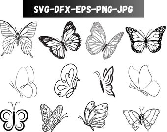 12 Butterfly SVG Bundle,Butterfly Silhouette,PNG,Vector,Commercial Use,Transparent Background,svg files,svg bundle,for cricut,butterflies