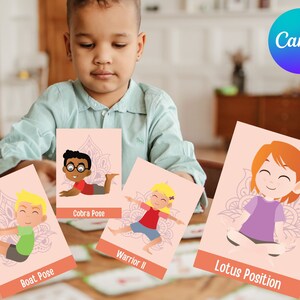 Kids Yoga Cards, Children’s Yoga Pose, Brain Breaks Flash Cards, Montessori Printable Cards Toddler, Fitness Activity, Group Class Exercises