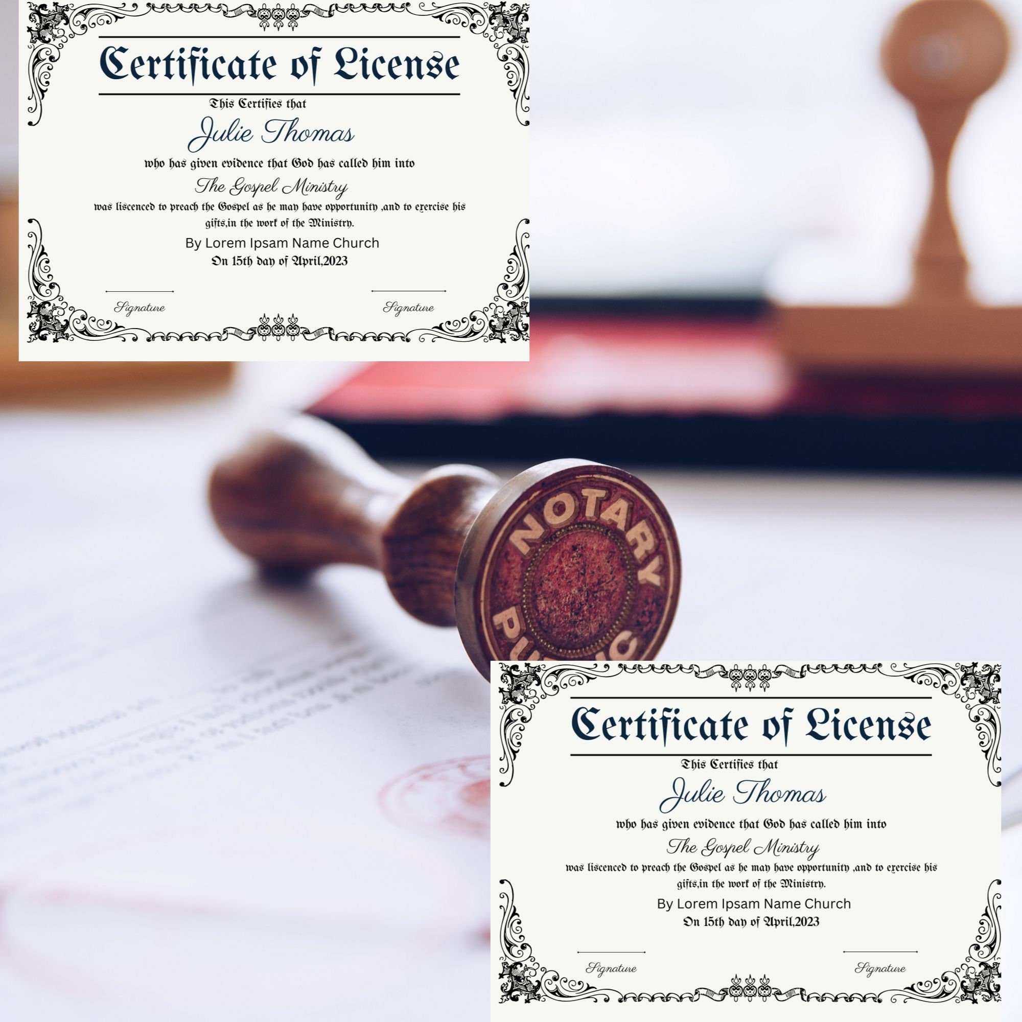 Editable License to Preach Template, Printable Certificate of License ...