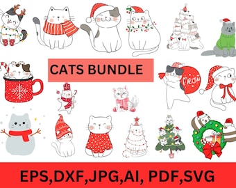 Weihnachten Katze, süße Weihnachtskatzen Png, Katzen Gesicht svg, süße Katze svg cut Dateien, Weihnachten svg designs, Weihnachtskatze sublimation