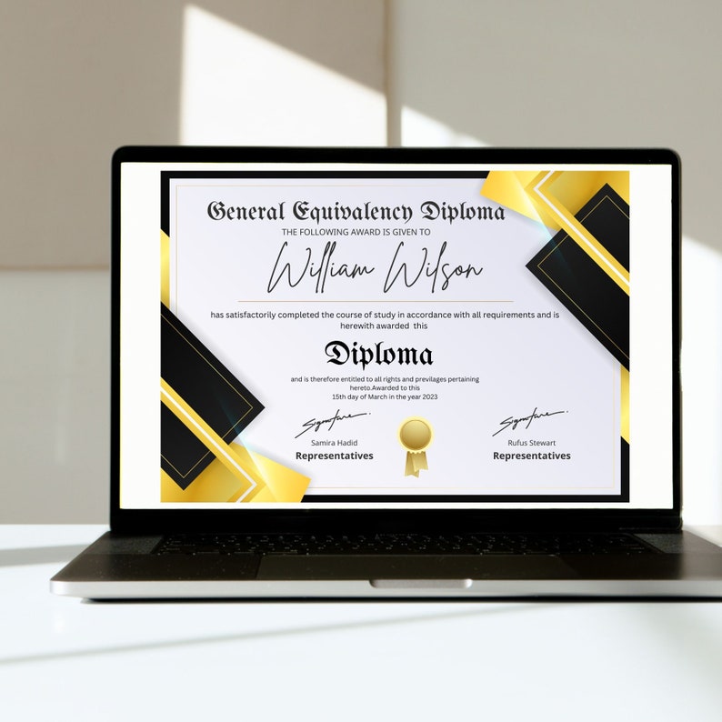 High School Diploma template, General Equivalency Diploma sample, customisable and editable diploma, homeschool diploma, college diploma image 4