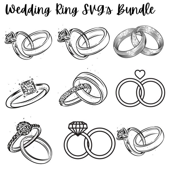 Marriage Rings Svg Bundle\ Ring Svg\ Wedding Svg\ Clipart\ Silhouette\ Cricut\ Engagement Ring SVG\ Marriage Svg