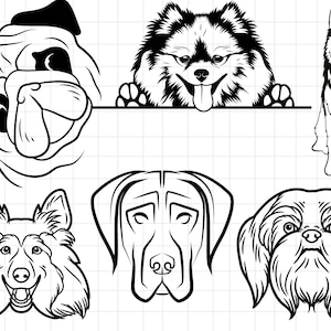Dog SVG Clipart Bundle\ Dog Breeds in SVG\ Digital Lineart Peeking Dog Clipart\ SVG Files for Cricut\ Sublimation\ Digital Download