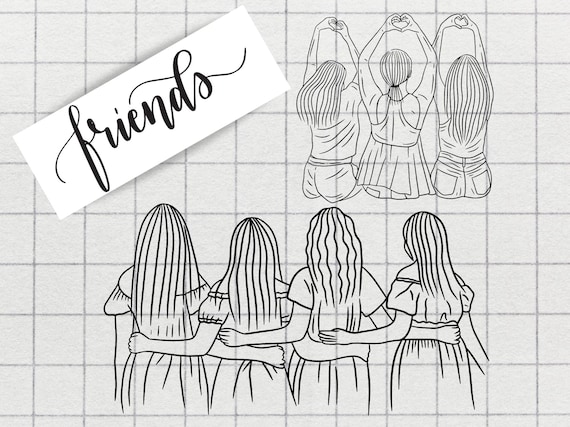 Easy Five Best Friend Pencil Sketch Tutorial step by step | How To Draw  Friends Party - YouTube