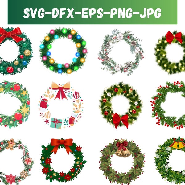 Wreath svg, christmas wreath svg, christmas svg, wreath png, xmas svg files, cricut silhouette svg cut cutting file