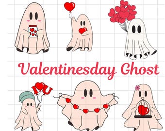 Valentine's Day Ghost SVG | Cute Ghost Love Designs for Cricut, Silhouette, DIY Crafts, T-Shirts, Mugs, Stickers, Sublimation, and Party