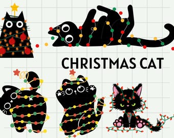 Black Cat Christmas Svg\ Christmas Cat Svg\ Merry Christmas Svg\ Cat Lovers\ Meowy Christmas Svg\ Christmas Squad\ Digital Instant Download