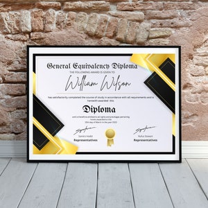 High School Diploma template, General Equivalency Diploma sample, customisable and editable diploma, homeschool diploma, college diploma image 5