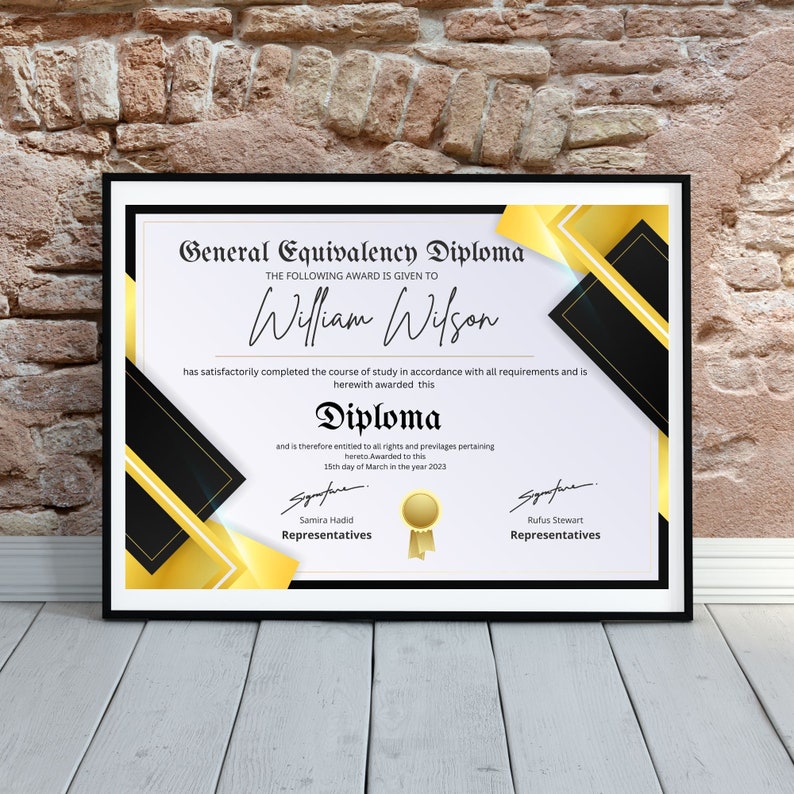 High School Diploma template, General Equivalency Diploma sample, customisable and editable diploma, homeschool diploma, college diploma image 5
