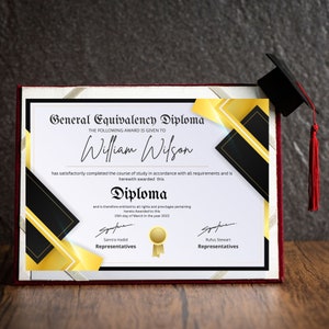 High School Diploma template, General Equivalency Diploma sample, customisable and editable diploma, homeschool diploma, college diploma image 3