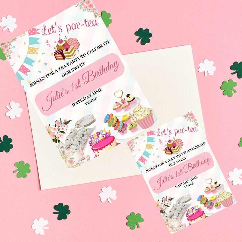 Editable Tea Party Birthday Invitation /girl Par-tea Invite/ Floral ...