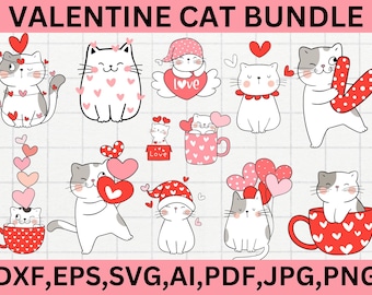Valentine&#39;s day cat svg , Valentine&#39;s day cat clipart, Cat lovers, Cute cat svg, Happy valentine&#39;s day