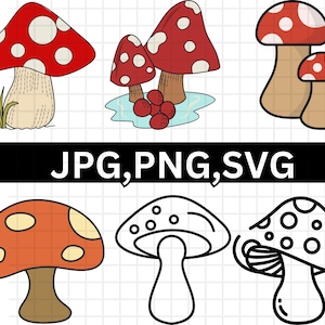 MUSHROOM SVG\ Mushroom Bundle Svg\ Mushroom Clipart\ Mushroom Cut Files For Cricut\ Cute Cartoon Mushroom Svg
