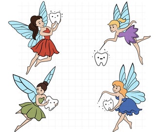 Archivo de corte Svg Hada de los Dientes\ Clipart Hada de los Dientes\ Hada de los Dientes\ Princesa svg\ Hada de los Dientes para Niños Svg dxf\ png Archivos de corte para Cricut y Silhouette