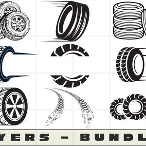 Tyre SVG Cut Files | Tire Svg | Tyre Wheel Silhouette Bundle