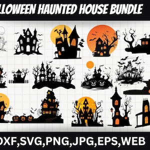 Halloween haunted house svg, Haunted house clipart, Halloween svg bundle, Haunted house cut files, Spooky house svg, Scary house svg