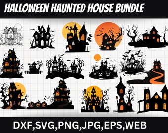 Halloween spookhuis svg, spookhuis clipart, Halloween svg bundel, spookhuis gesneden bestanden, spookhuis svg, eng huis svg