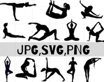 Yoga SVG/médiation svg/pratique svg/yoga pose svg/mise en forme svg/exercice svg/ clipart/ silhouette/ fichier de coupe/ fichier de circuit/ décalcomanie