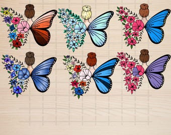 Floral Woman SVG\ Girl butterfly fairy svg\ Butterfly flower svg\ Floral butterfly Svg\ Woman flower butterfly wings Svg