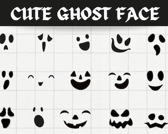 Słodka twarz ducha svg, Pakiet twarzy ducha svg, Straszna twarz svg, Sylwetka twarzy ducha, Twarze Halloween svg, Twarz ducha png, Krzycząca twarz ducha