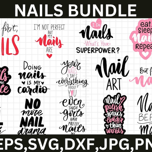 Nail Tech SVG Bundle \ Fichiers de coupe SVG Nail Artist \ utilisation commerciale \ téléchargement immédiat \ image clipart vectoriel imprimable \ impression de chemise d'ongles d'amour