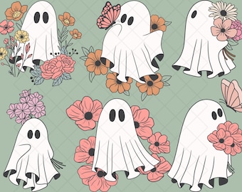 STRASZNY DUCH STOKROTKI Svg\ Uroczy duch Halloween Svg\ Projekt Svg Halloween\ Uroczy clipart Halloween\ Duch Kwiatu Svg\ Duch Stokrotki Svg