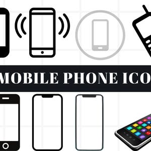 Può includere: Un set di icone di telefoni cellulari in bianco e nero. Le icone rappresentano diversi stili di telefoni, tra cui un telefono con un suono di squillo, un telefono con un tastierino e un telefono con uno schermo touch. Le icone sono perfette per l'uso in siti web, app e altri prodotti digitali.