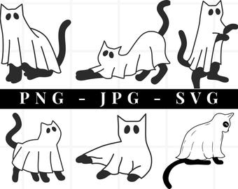 Ghost And Black Cat SVG, Cute Halloween SVG, Boo SVG, Spooky Black Cat svg, Ghost Cat Png, Cute Ghost Svg, Spooky Png,Halloween Skeleton