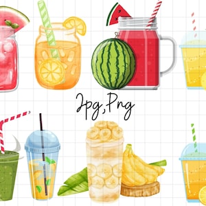 Clipart cocktail \ menu de boissons signature aquarelle \ Daiquiri PNG inclus \ Créez des cadeaux uniques pour le menu du bar avec ce lot de cliparts