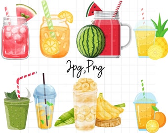 Cocktail Clipart\ Watercolor Signature Drink Menu\ Daiquiri PNG Included\ Create Unique Bar Menu Gifts with this Clip Art Bundle