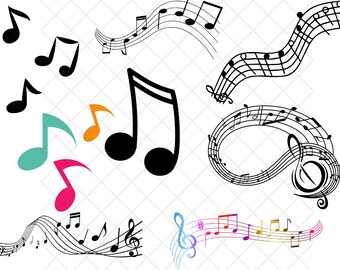 Notas musicales Descarga instantánea SVG\ PNG\ eps\ pdf\ Notas personalizadas svg\ Músico SVG\ Clave de sol svg
