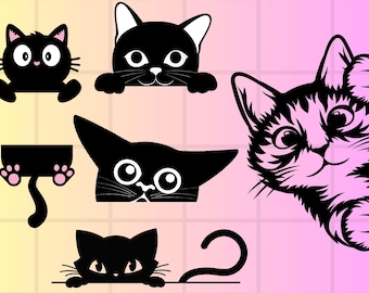 Peeking Cat Svg Bundle\ Peeking Cat Silhouette\ Peeking Cat Clipart\ Peeking Cat Vector\ Peeking Cat Decal\ Peeking Cat Logo Icon Cricut Svg