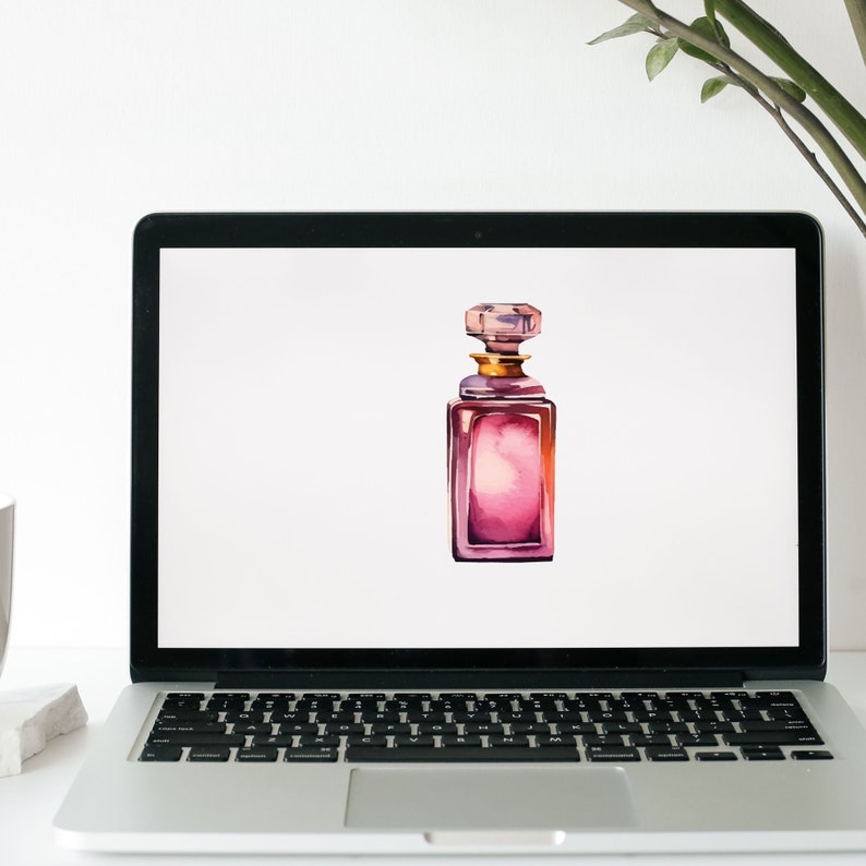 Computer Frame Perfume Watercolor Perfume Clipart\ Quality Jpegs\ Perfume Bottle Clipart ...