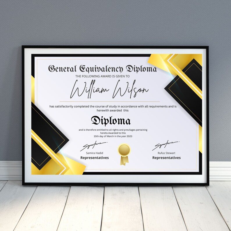 High School Diploma template, General Equivalency Diploma sample, customisable and editable diploma, homeschool diploma, college diploma image 8