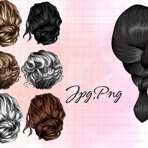 Hair Clipart\ PNG\ Custom Character Hairstyles\ Womans Fashion Girl Best Friends Clipart\ Short Hair Natural Curly Clip Art