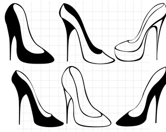 Zapatos de tacón alto SVG\ Zapatos de mujer SVG\ Tacones de aguja Svg\ Archivo para Cricut\ Para Silhouette\ Archivos de corte\ Png\ Dxf\ Archivos Svg