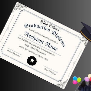 Printable Homeschool Diploma, Personalized Gift Graduation Diploma Download, Editable High school Diploma Template Minimalist