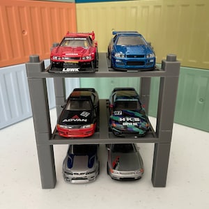 2x 3D Printed Dual Car Stackable Lifts for 1/64 Hot wheels, greenlight, and more