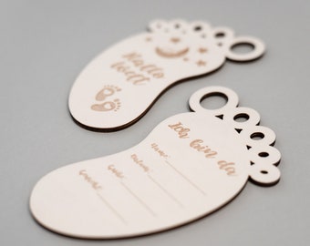 Signe de naissance personnalisé | thème astral | Dates de bébé | Cadeau pour Babyshower | Porte-nom avec dates de naissance en bois | Baby foot