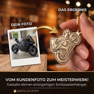 Gepersonaliseerde sleutelhanger | Uw eigen auto of motor gegraveerd op een sleutelring | Uniek cadeau voor auto- en motorliefhebbers