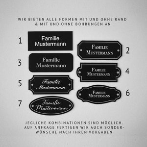 Klingelschild Türschild Namensschild Haustür Briefkasten personalisiert aus wetterbeständigem Kunststoff selbstklebend schwarz Bild 1