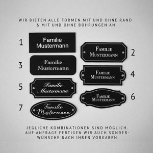Plaque de sonnette | Plaque de porte | Plaque signalétique | Porte d&#39;entrée | Boîte aux lettres | Personnalisée en plastique résistant aux intempéries | Autocollante | Noire
