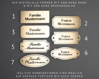 Deurbelbordje | Deurbordje | Naamplaatje | Voordeur | Brievenbus | Gepersonaliseerd, gemaakt van weerbestendig plastic | Zelfklevend | Goud